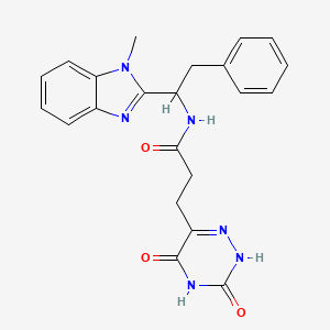 molecular formula C22H22N6O3 B11021469 3-(3,5-dihydroxy-1,2,4-triazin-6-yl)-N-[1-(1-methyl-1H-benzimidazol-2-yl)-2-phenylethyl]propanamide 