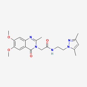 molecular formula C20H25N5O4 B11021482 2-(6,7-dimethoxy-2-methyl-4-oxoquinazolin-3(4H)-yl)-N-[2-(3,5-dimethyl-1H-pyrazol-1-yl)ethyl]acetamide 