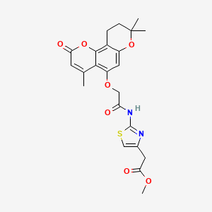 methyl [2-({[(4,8,8-trimethyl-2-oxo-9,10-dihydro-2H,8H-pyrano[2,3-f]chromen-5-yl)oxy]acetyl}amino)-1,3-thiazol-4-yl]acetate