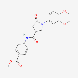 molecular formula C21H20N2O6 B11021498 Methyl 4-({[1-(2,3-dihydro-1,4-benzodioxin-6-yl)-5-oxopyrrolidin-3-yl]carbonyl}amino)benzoate 