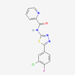 N-[5-(3-chloro-4-fluorophenyl)-1,3,4-thiadiazol-2-yl]pyridine-2-carboxamide