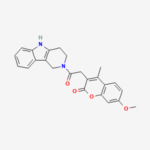 molecular formula C24H22N2O4 B11021638 7-methoxy-4-methyl-3-[2-oxo-2-(1,3,4,5-tetrahydro-2H-pyrido[4,3-b]indol-2-yl)ethyl]-2H-chromen-2-one 