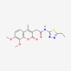 molecular formula C18H19N3O5S B11021663 2-(7,8-dimethoxy-4-methyl-2-oxo-2H-chromen-3-yl)-N-[(2E)-5-ethyl-1,3,4-thiadiazol-2(3H)-ylidene]acetamide 