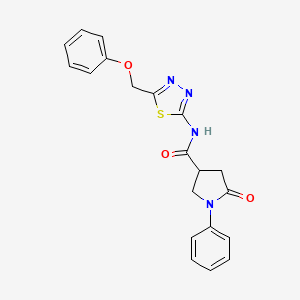 5-oxo-N-[(2E)-5-(phenoxymethyl)-1,3,4-thiadiazol-2(3H)-ylidene]-1-phenylpyrrolidine-3-carboxamide