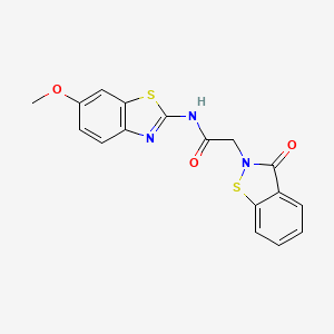 N-[(2Z)-6-methoxy-1,3-benzothiazol-2(3H)-ylidene]-2-(3-oxo-1,2-benzothiazol-2(3H)-yl)acetamide