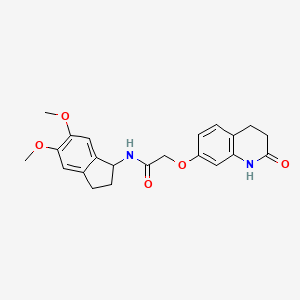 N-(5,6-dimethoxy-2,3-dihydro-1H-inden-1-yl)-2-[(2-oxo-1,2,3,4-tetrahydroquinolin-7-yl)oxy]acetamide