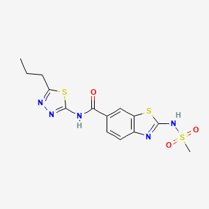 (2E)-2-[(methylsulfonyl)imino]-N-[(2E)-5-propyl-1,3,4-thiadiazol-2(3H)-ylidene]-2,3-dihydro-1,3-benzothiazole-6-carboxamide