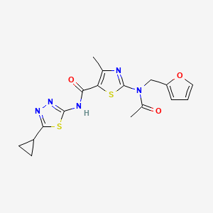 molecular formula C17H17N5O3S2 B11022003 2-[acetyl(furan-2-ylmethyl)amino]-N-[(2E)-5-cyclopropyl-1,3,4-thiadiazol-2(3H)-ylidene]-4-methyl-1,3-thiazole-5-carboxamide 