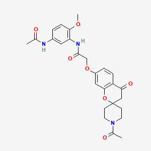 molecular formula C26H29N3O7 B11022119 N-[5-(acetylamino)-2-methoxyphenyl]-2-[(1'-acetyl-4-oxo-3,4-dihydrospiro[chromene-2,4'-piperidin]-7-yl)oxy]acetamide 