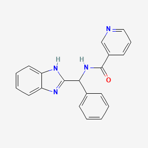 molecular formula C20H16N4O B11022166 N-[1H-benzimidazol-2-yl(phenyl)methyl]pyridine-3-carboxamide 