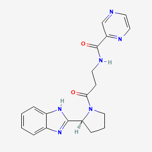 N-{3-[(2S)-2-(1H-benzimidazol-2-yl)pyrrolidin-1-yl]-3-oxopropyl}pyrazine-2-carboxamide