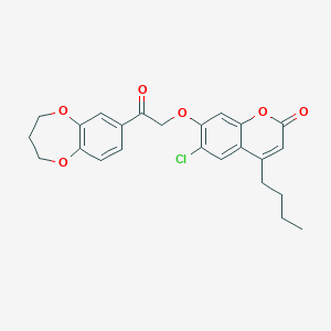 molecular formula C24H23ClO6 B11022222 4-butyl-6-chloro-7-[2-(3,4-dihydro-2H-1,5-benzodioxepin-7-yl)-2-oxoethoxy]-2H-chromen-2-one 