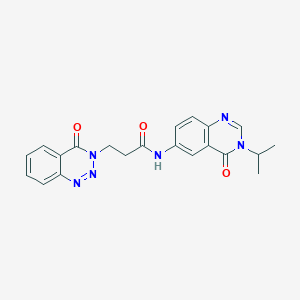 molecular formula C21H20N6O3 B11022225 3-(4-oxo-1,2,3-benzotriazin-3(4H)-yl)-N-[4-oxo-3-(propan-2-yl)-3,4-dihydroquinazolin-6-yl]propanamide 