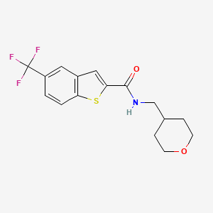 molecular formula C16H16F3NO2S B11022228 N-(tetrahydro-2H-pyran-4-ylmethyl)-5-(trifluoromethyl)-1-benzothiophene-2-carboxamide 