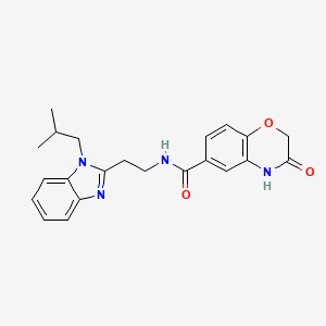 molecular formula C22H24N4O3 B11022277 3-hydroxy-N-{2-[1-(2-methylpropyl)-1H-benzimidazol-2-yl]ethyl}-2H-1,4-benzoxazine-6-carboxamide 