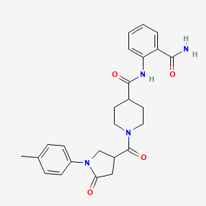 N-(2-carbamoylphenyl)-1-{[1-(4-methylphenyl)-5-oxopyrrolidin-3-yl]carbonyl}piperidine-4-carboxamide