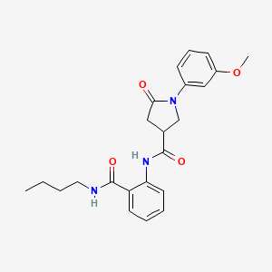 molecular formula C23H27N3O4 B11022494 N-[2-(butylcarbamoyl)phenyl]-1-(3-methoxyphenyl)-5-oxopyrrolidine-3-carboxamide 