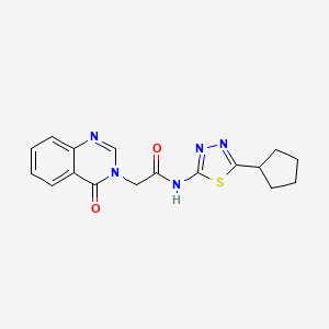 molecular formula C17H17N5O2S B11022511 N-(5-cyclopentyl-1,3,4-thiadiazol-2-yl)-2-(4-oxoquinazolin-3(4H)-yl)acetamide 