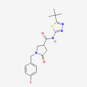 molecular formula C18H21FN4O2S B11022540 N-[(2E)-5-tert-butyl-1,3,4-thiadiazol-2(3H)-ylidene]-1-(4-fluorobenzyl)-5-oxopyrrolidine-3-carboxamide 