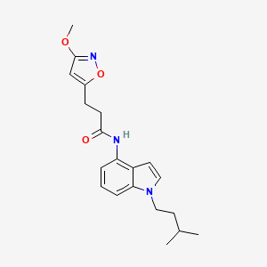 molecular formula C20H25N3O3 B11022553 3-(3-methoxy-1,2-oxazol-5-yl)-N-[1-(3-methylbutyl)-1H-indol-4-yl]propanamide 