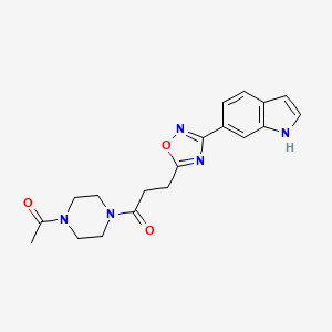 molecular formula C19H21N5O3 B11022661 1-(4-acetylpiperazin-1-yl)-3-[3-(1H-indol-6-yl)-1,2,4-oxadiazol-5-yl]propan-1-one 