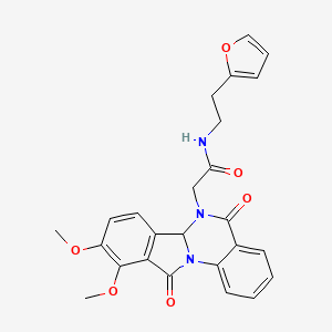 2-(9,10-dimethoxy-5,11-dioxo-6a,11-dihydroisoindolo[2,1-a]quinazolin-6(5H)-yl)-N-[2-(furan-2-yl)ethyl]acetamide