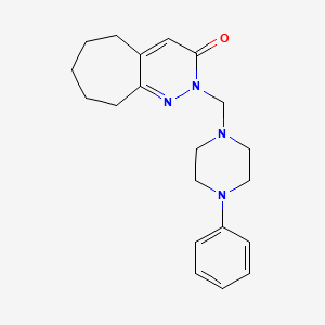 molecular formula C20H26N4O B11022760 2-[(4-phenylpiperazin-1-yl)methyl]-2,5,6,7,8,9-hexahydro-3H-cyclohepta[c]pyridazin-3-one 