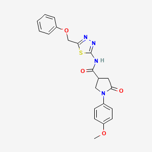 molecular formula C21H20N4O4S B11022852 1-(4-methoxyphenyl)-5-oxo-N-[(2E)-5-(phenoxymethyl)-1,3,4-thiadiazol-2(3H)-ylidene]pyrrolidine-3-carboxamide 