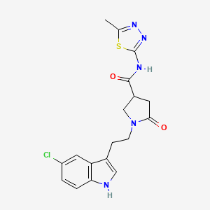 molecular formula C18H18ClN5O2S B11022888 1-[2-(5-chloro-1H-indol-3-yl)ethyl]-N-(5-methyl-1,3,4-thiadiazol-2-yl)-5-oxopyrrolidine-3-carboxamide CAS No. 931374-42-4