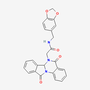 N-(1,3-benzodioxol-5-ylmethyl)-2-(5,11-dioxo-6a,11-dihydroisoindolo[2,1-a]quinazolin-6(5H)-yl)acetamide