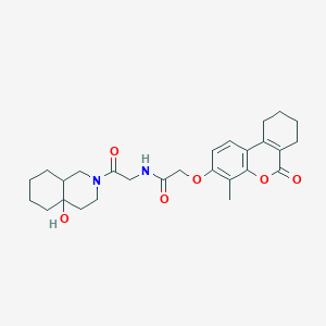 molecular formula C27H34N2O6 B11023057 N-[2-(4a-hydroxyoctahydroisoquinolin-2(1H)-yl)-2-oxoethyl]-2-[(4-methyl-6-oxo-7,8,9,10-tetrahydro-6H-benzo[c]chromen-3-yl)oxy]acetamide 