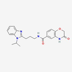 3-hydroxy-N-{3-[1-(propan-2-yl)-1H-benzimidazol-2-yl]propyl}-2H-1,4-benzoxazine-6-carboxamide