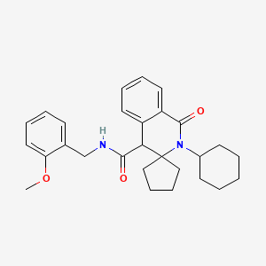 molecular formula C28H34N2O3 B11023134 2'-cyclohexyl-N-(2-methoxybenzyl)-1'-oxo-1',4'-dihydro-2'H-spiro[cyclopentane-1,3'-isoquinoline]-4'-carboxamide 