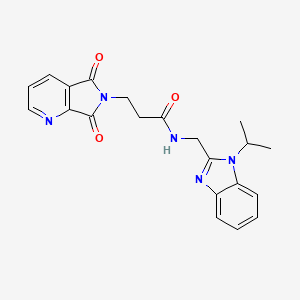 molecular formula C21H21N5O3 B11023147 3-(5,7-dioxo-5,7-dihydro-6H-pyrrolo[3,4-b]pyridin-6-yl)-N-{[1-(propan-2-yl)-1H-benzimidazol-2-yl]methyl}propanamide 