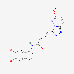 N-(5,6-dimethoxy-2,3-dihydro-1H-inden-1-yl)-4-(6-methoxy[1,2,4]triazolo[4,3-b]pyridazin-3-yl)butanamide