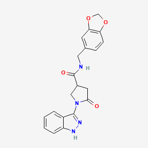 N-(1,3-benzodioxol-5-ylmethyl)-1-(1H-indazol-3-yl)-5-oxopyrrolidine-3-carboxamide