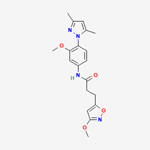 N-[4-(3,5-dimethyl-1H-pyrazol-1-yl)-3-methoxyphenyl]-3-(3-methoxy-1,2-oxazol-5-yl)propanamide