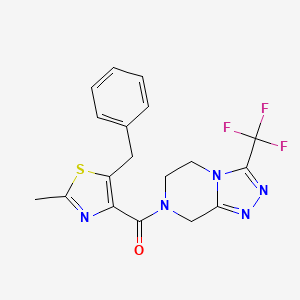 molecular formula C18H16F3N5OS B11023332 (5-benzyl-2-methyl-1,3-thiazol-4-yl)[3-(trifluoromethyl)-5,6-dihydro[1,2,4]triazolo[4,3-a]pyrazin-7(8H)-yl]methanone 