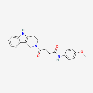 molecular formula C22H23N3O3 B11023372 N-(4-methoxyphenyl)-4-oxo-4-(1,3,4,5-tetrahydro-2H-pyrido[4,3-b]indol-2-yl)butanamide 