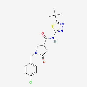 molecular formula C18H21ClN4O2S B11023419 N-[(2E)-5-tert-butyl-1,3,4-thiadiazol-2(3H)-ylidene]-1-(4-chlorobenzyl)-5-oxopyrrolidine-3-carboxamide 