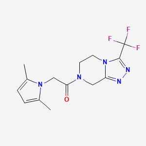 molecular formula C14H16F3N5O B11023475 2-(2,5-dimethyl-1H-pyrrol-1-yl)-1-[3-(trifluoromethyl)-5,6-dihydro[1,2,4]triazolo[4,3-a]pyrazin-7(8H)-yl]ethanone 