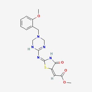 molecular formula C17H19N5O4S B11023481 methyl (2E)-[2-{[5-(2-methoxybenzyl)-1,3,5-triazinan-2-ylidene]amino}-4-oxo-1,3-thiazol-5(4H)-ylidene]ethanoate 