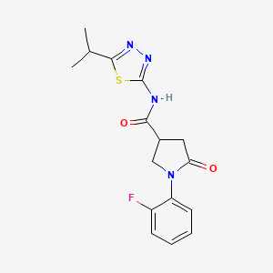 molecular formula C16H17FN4O2S B11023492 1-(2-fluorophenyl)-5-oxo-N-[(2E)-5-(propan-2-yl)-1,3,4-thiadiazol-2(3H)-ylidene]pyrrolidine-3-carboxamide 