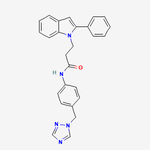 molecular formula C26H23N5O B11023553 3-(2-phenyl-1H-indol-1-yl)-N-[4-(1H-1,2,4-triazol-1-ylmethyl)phenyl]propanamide 