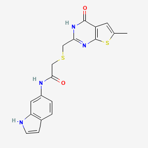 molecular formula C18H16N4O2S2 B11023598 2-{[(4-hydroxy-6-methylthieno[2,3-d]pyrimidin-2-yl)methyl]sulfanyl}-N-(1H-indol-6-yl)acetamide 