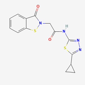 molecular formula C14H12N4O2S2 B11023623 N-[(2Z)-5-cyclopropyl-1,3,4-thiadiazol-2(3H)-ylidene]-2-(3-oxo-1,2-benzothiazol-2(3H)-yl)acetamide 