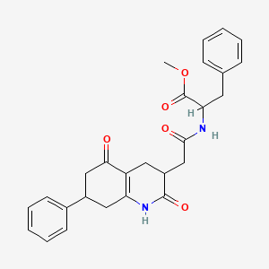 molecular formula C27H28N2O5 B11023631 methyl N-[(2,5-dioxo-7-phenyl-1,2,3,4,5,6,7,8-octahydroquinolin-3-yl)acetyl]phenylalaninate 