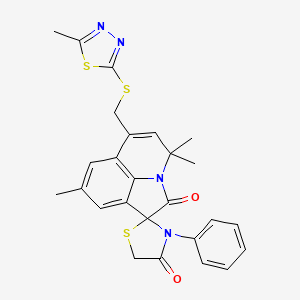 4,4,8-trimethyl-6-{[(5-methyl-1,3,4-thiadiazol-2-yl)sulfanyl]methyl}-3'-phenyl-4H,4'H-spiro[pyrrolo[3,2,1-ij]quinoline-1,2'-[1,3]thiazolidine]-2,4'-dione