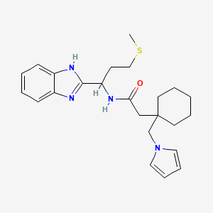 molecular formula C24H32N4OS B11023671 N-[1-(1H-benzimidazol-2-yl)-3-(methylsulfanyl)propyl]-2-[1-(1H-pyrrol-1-ylmethyl)cyclohexyl]acetamide 