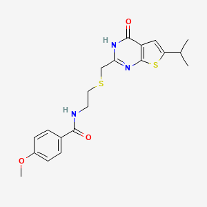 4-methoxy-N-[2-({[4-oxo-6-(propan-2-yl)-3,4-dihydrothieno[2,3-d]pyrimidin-2-yl]methyl}sulfanyl)ethyl]benzamide